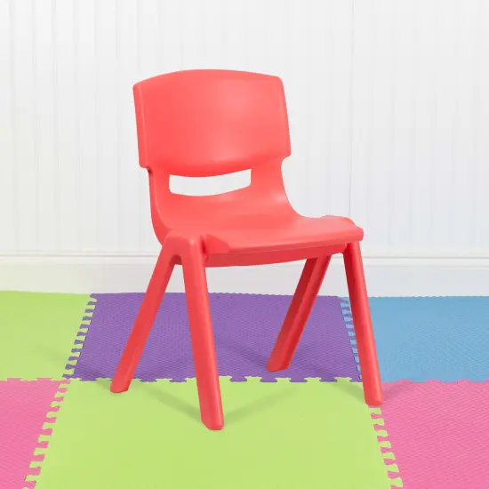 Emma and Oliver 5 Pack Plastic Stackable School Chair with 15.5'' Seat Height Green {7}