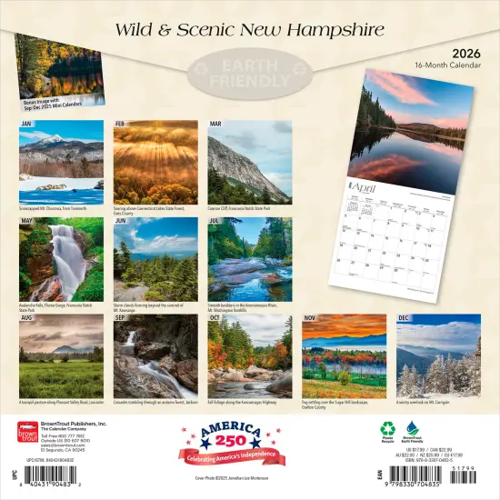 New Hampshire Wild & Scenic | 2026 12 x 24 Inch (Hanging) Monthly Square Wall Calendar | Plastic-Free {2}