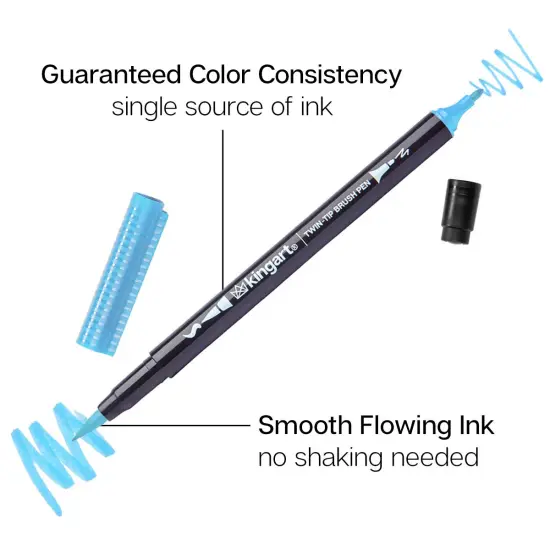 KINGART® PRO Twin-Tip™ 445 Series Brush Pen Art Markers, Set of 24 Unique & Vivid Colors {3}
