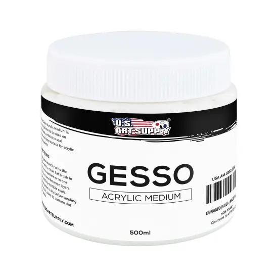 White Gesso Primer - 16.9oz (500ml) for Oil & Acrylic Paint - Superior Coverage, Canvas Prep, Mixable White Gesso Paint Artists {1}