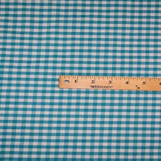 1 Yard Turquoise 1/8&Prime; Gingham Checkered Poly Cotton Fabric Lightweight Woven Non-Stretch 58/59 Inch Wide {3}