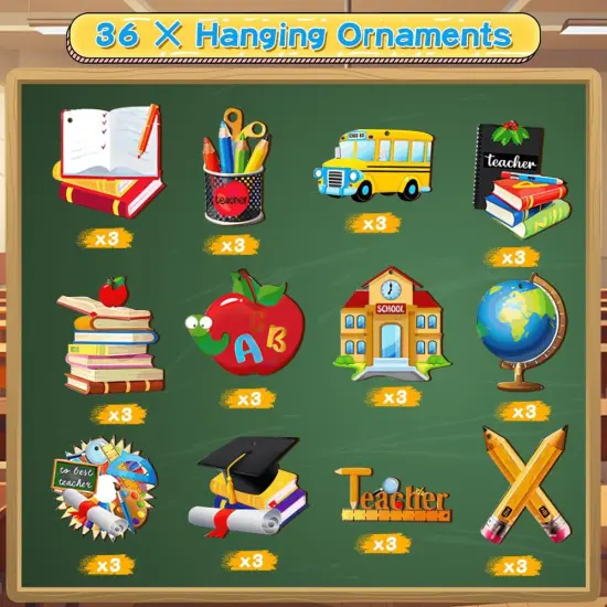 36Pcs Back to School Wooden Ornaments {3}
