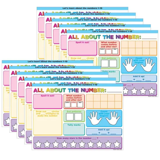 Smart Poly&reg; PosterMat Pals&trade; Space Savers, 13" x 9-1/2", All About the Number, Pack of 10 {1}