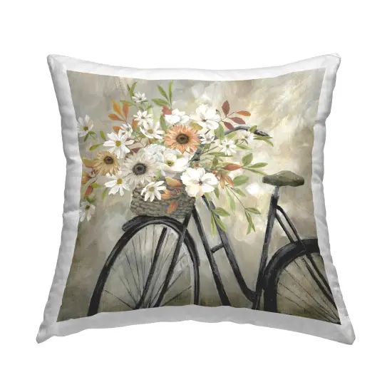 Country Floral Bicycle Decorative Printed Throw Pillow Design by Nan, 18 x 7 x 18 {1}