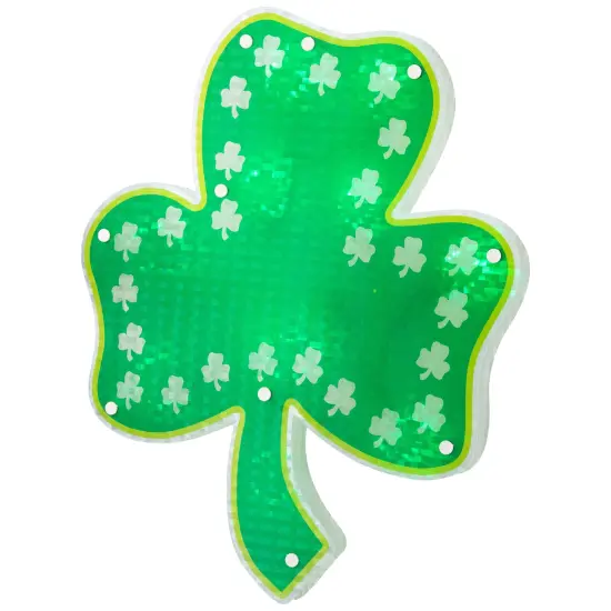 Northlight Lighted Green Shamrock St. Patrick's Day Window Silhouette - 14" - Green LED Lights {6}