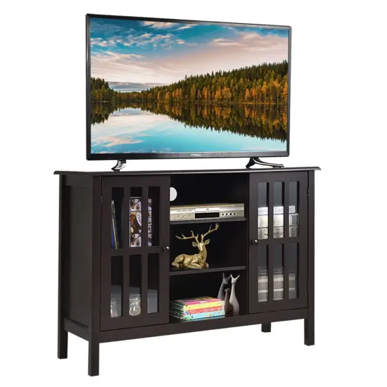 Wooden TV Stand Console Cabinet for 50 Inch TV Brown {8}