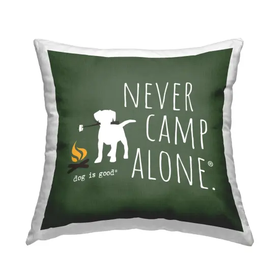 Never Camp Alone Decorative Printed Throw Pillow Design by Dog Is Good, 18 x 7 x 18 {1}