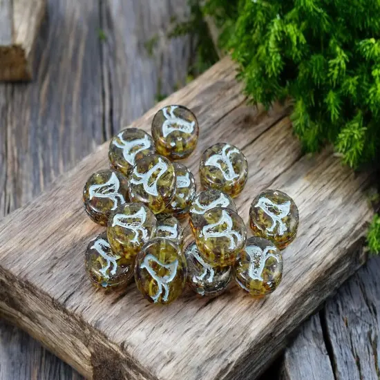 *15* 12mm Turquoise Washed Topaz Picasso Bird Coin Beads {2}