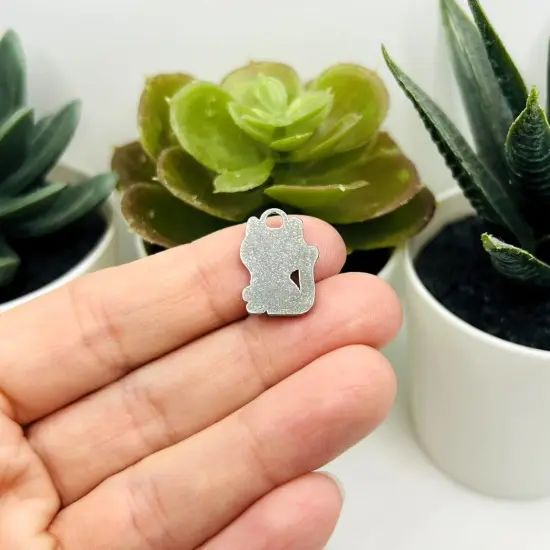 4, 20 or 50 Pieces: Black Enamel Glitter Cat Charms {3}