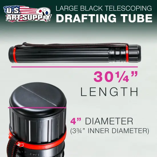 Poster Tube - Telescoping Adjustable 30-1/4" to 52" - Durable 4" Diameter Storage Tube - Art Poster Carrier Holder & Blueprint Storage Drafting Tube Travel & Protection {2}