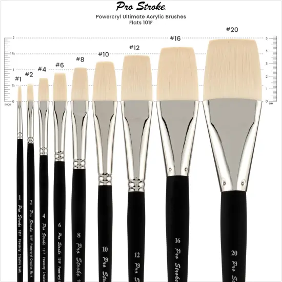 Creative Mark Pro-Stroke Powercryl Acrylic Paint Brushes - Flats Value Set of 5, Synthetic Paint Brushes for Artists, Seamless Nickel-Plated Ferrules, Matte Black Wooden Handle, Soft-Touch Grip {4}