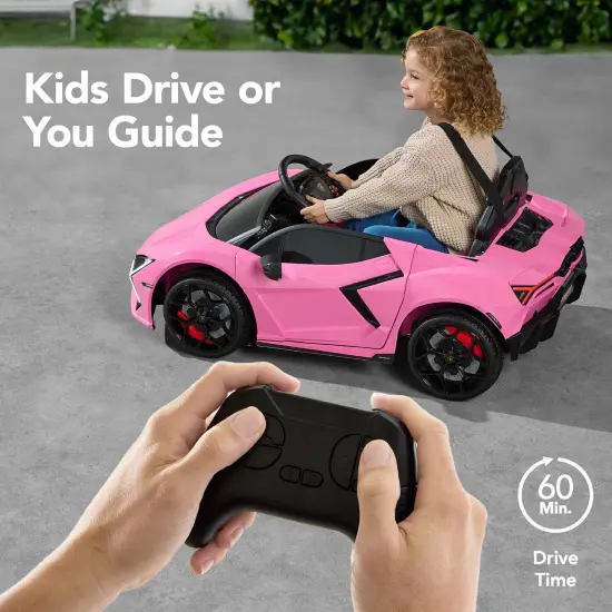 Best Choice Products Kids 12V Ride-On Car Officially Licensed Lamborghini Revuelto w/ Remote, LED Lights Pink {5}