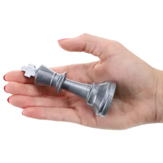 WE Games Color Bright Plastic Staunton Tournament Chess Pieces with 3.75 in. King - Half Chess Set of Chess Pieces Only, Silver {3}