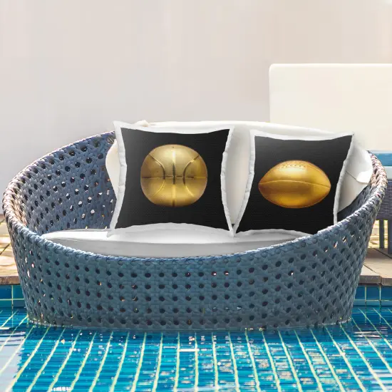 Gold Football & Basketball 2 PC Outdoor Printed Pillow Set Design by Graffi*tee Studios, 18 x 7 x 18 {2}