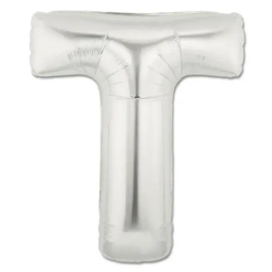 LETTER T FOIL BALLOON Metallic Silver {1}