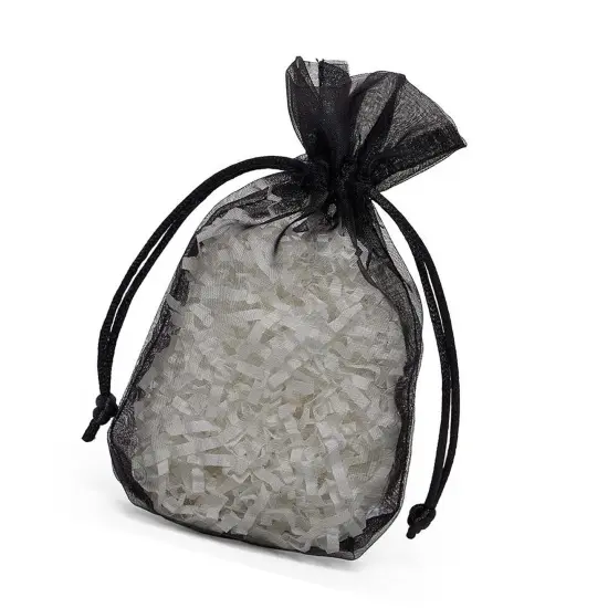 Flat Bottom Organza Bags 3 1/2'' x 1''x 5 1/2'' for Party Favors Black {3}