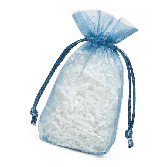 Flat Bottom Organza Bags 5 1/2 '' X 1 1/2 '' X 10 1/2 '' for High-End Packaging Smoke Blue {3}