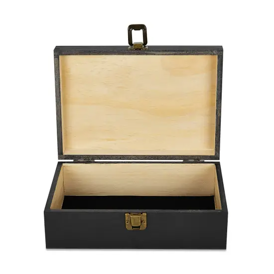 Makerflo Medium Pine Wood Memory Box with Black Felt Inside and Hinged with Clasp of Front, Keepsake Wooden Box Ideal for Craft and Personalization (Laser Engraving, Epoxy, UV DTF, and Vinyl) {6}