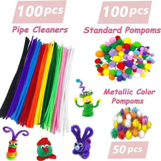 Arts and Crafts Supplies for Kids DIY Craft Kits Art Supplies Materials Kids Crafts Set with Pipe Cleaners Craft Box Preschool Homeschool Toys Gift for Kids Boys and Girls Age 4 5 6 7 8 {2}