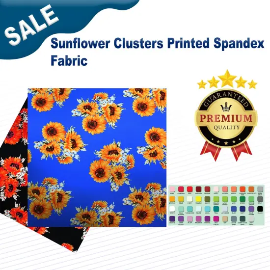 Sunflower Clusters Printed Spandex Fabric {2}