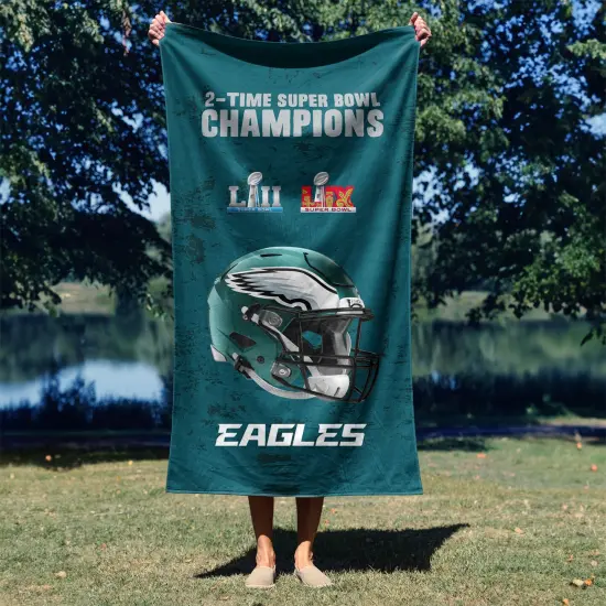 NFL Philadelphia Eagles 2025 Super Bowl LIX Multi Champ Unstoppable Beach Towel 30X60 Inches {4}
