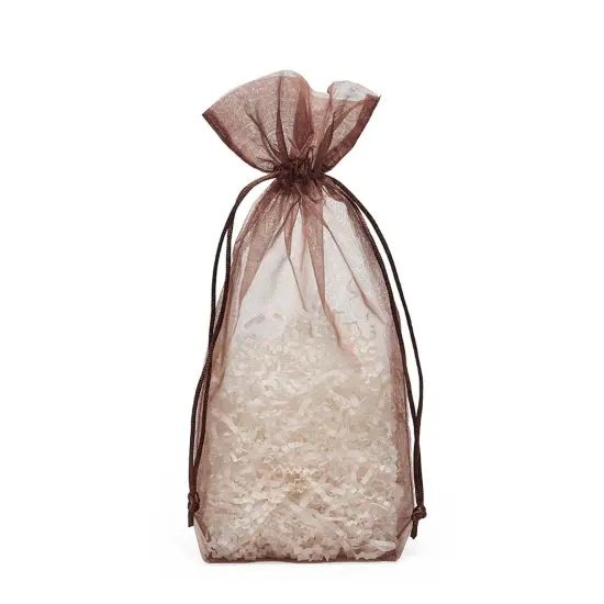 Flat Bottom Organza Bags 5 1/2 '' X 1 1/2 '' X 10 1/2 '' for Beautiful Favors Brown {2}