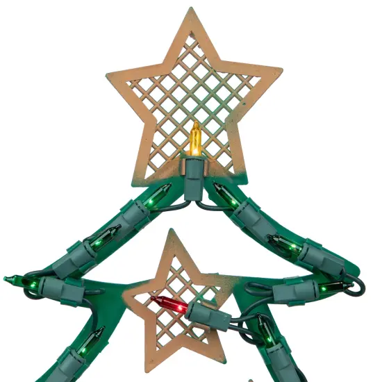 Northlight Lighted Christmas Tree with Stars Window Silhouette - 17.75" Green {7}