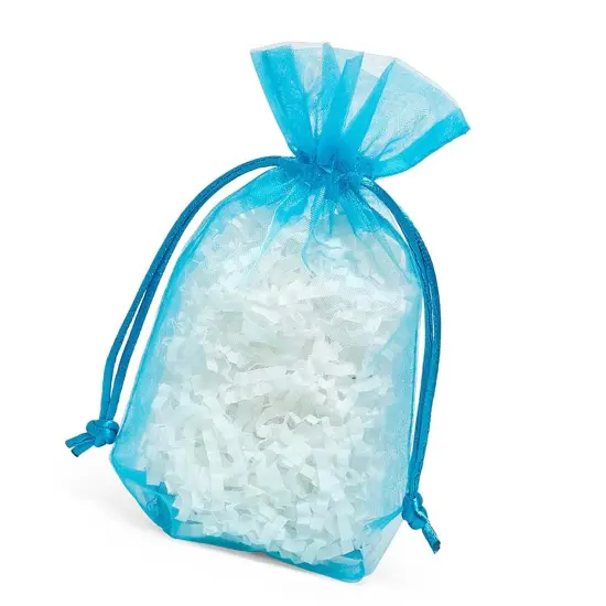 Flat Bottom Organza Bags 5 1/2 '' X 1 1/2 '' X 10 1/2 '' for Holiday Gift Bags Turquoise {3}