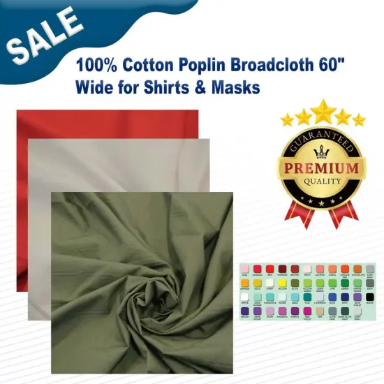100% Cotton Poplin Broadcloth 60" Wide for Shirts & Masks {2}