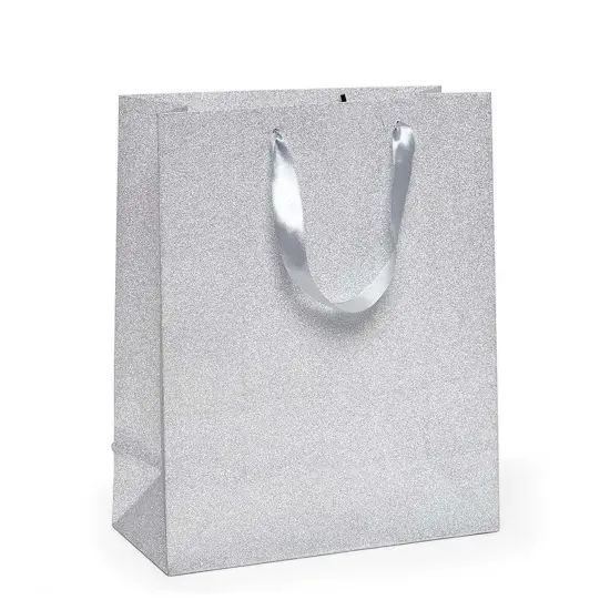 Glitter Grain Euro Totes Perfect Size 7'' x 3 7/8'' x 9 1/16'' Silver {2}