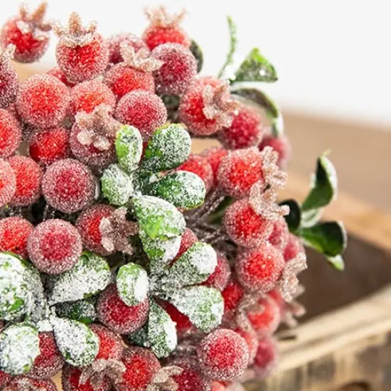 13" Red Icy Berry Cluster Pick with Perfect for Holiday Arrangements {3}