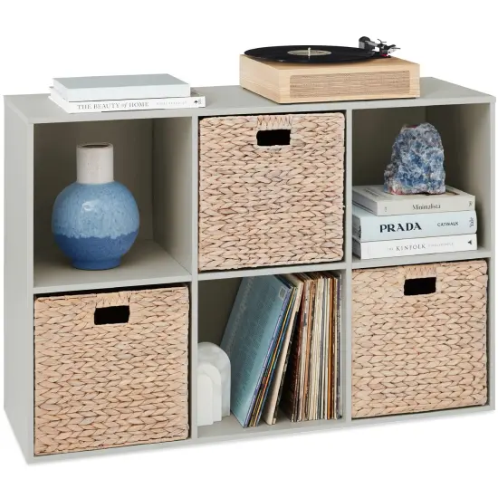 Best Choice Products 6-Cube Bookshelf, 13.5in Display Storage System, Organizer w/ Removable Back Panels Gray {1}