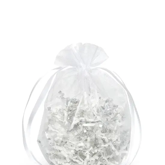 Wide Round Flat Bottom Organza Bags 9 '' X 5 1/2 '' X 12 '' for Favors White {5}