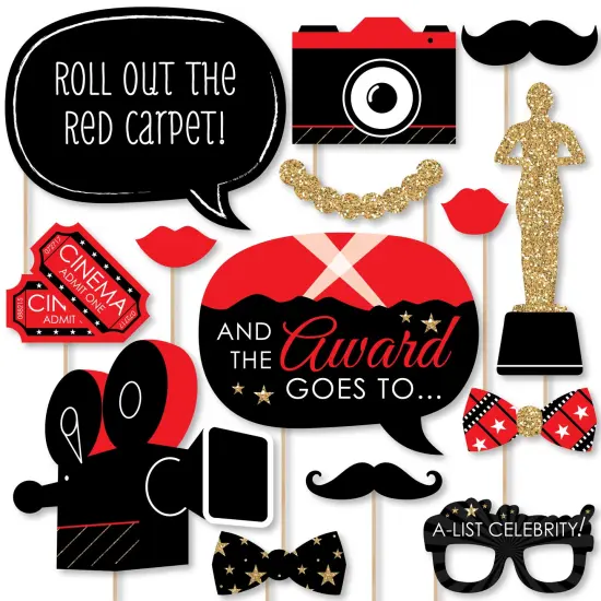 Big Dot of Happiness Red Carpet - Movie Night Party Photo Booth Props Kit - 20 Count {1}
