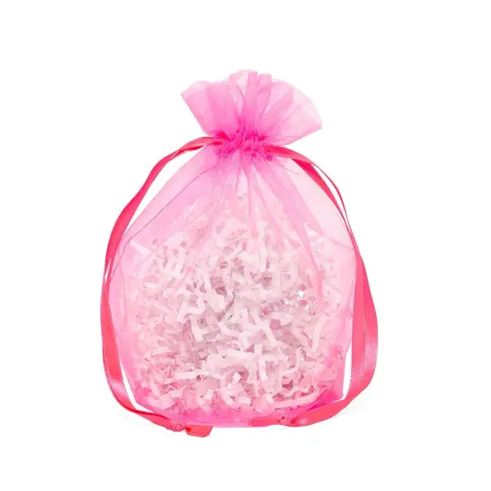 Wide Round Flat Bottom Organza Bags 6 1/2 '' X 4 '' X 7 '' for Jewelry Hot Pink {3}