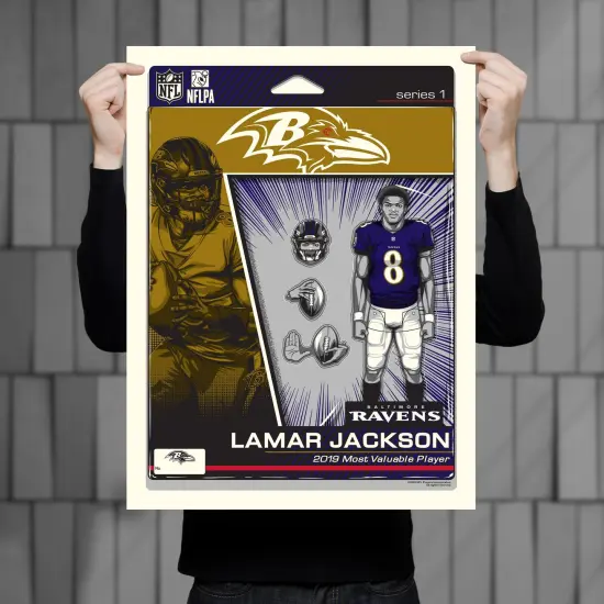 Phenom Gallery Baltimore Ravens Lamar Jackson Action Figure 18" x 24" Deluxe Framed Serigraph {2}