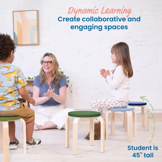 Bentwood Stackable Stools, Classroom Furniture, 6-Piece Earthtone {4}