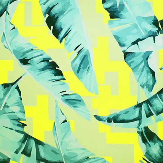 Banana Leaves on Tetris Printed Spandex Fabric {2}