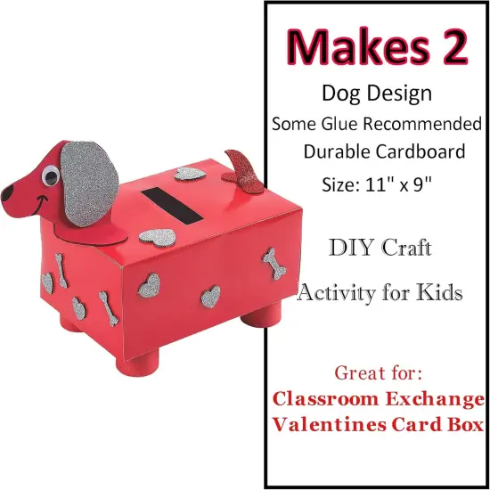 4E's Novelty 1 pc DIY Valentines Mailbox for Kids - DIY Valentines Dog Mailbox with Foam Stickers {3}