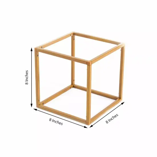2 pcs 8-Inch tall Gold Matte Square Metal Geometric Stands Flower Vase Holders {3}