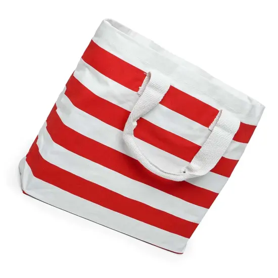 Durable Stripe Canvas Tote 17 5/16 '' x 4 1/4 '' x 14 '' with Spacious Design {4}