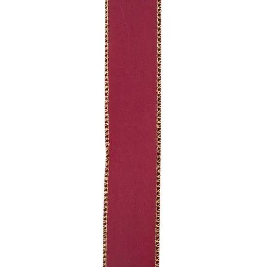 Outdoor Ribbon --- 1-1/2 inch x 10 yards - Value Velvet Wired Edge Ribbon -- Burgundy / Gold Color {3}