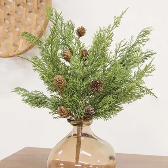 19" Western Dark Cedar and Pine-cone Bush with Flexible Wrapped Stem {3}