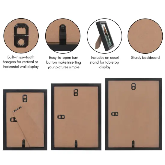 Americanflat Set of 3 Picture Frames - Includes 4x6, 5x7, 6x8 Frames - Black Picture Frames with Deep, High-Quality Molding and Shatter-Resistant Glass for Tabletop or Wall Display {5}