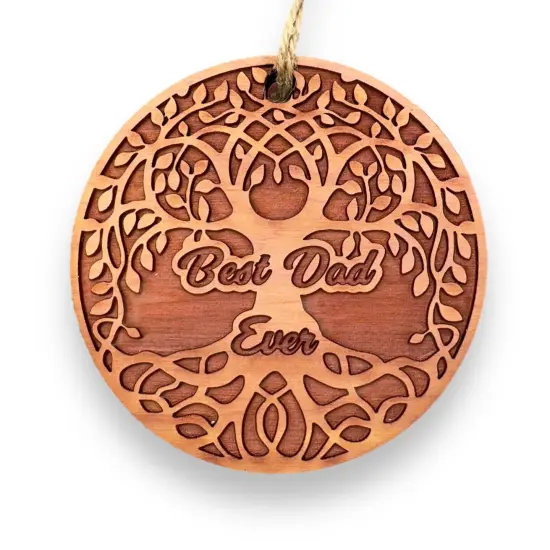 Best Dad Ever Celtic Tree of Life - Cedar Ornament {1}