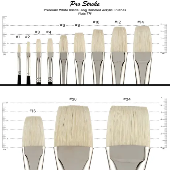 Creative Mark Pro Stroke Premium White Chungking Hog Bristle Artist Paint Brush - Flats Set of 5 - Natural Bristle Brush w/ Soft Touch Handle for Oils, Watercolors, Acrylics, Alkyds, Caseins {6}