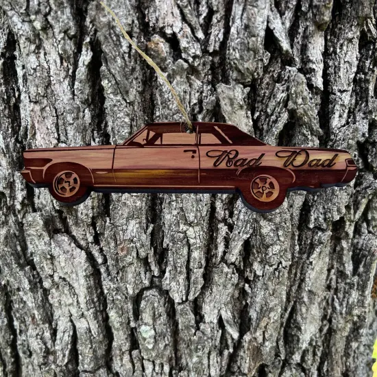 Rad Dad Muscle Car - Cedar Ornament {4}