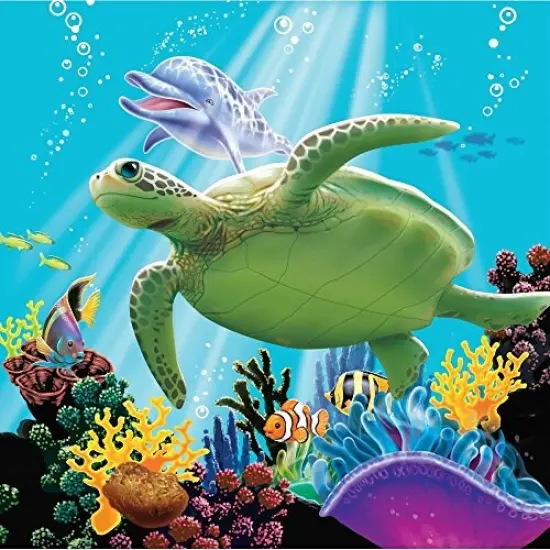 Whimsical Practicality Sea Turtle Edible Cake Image Topper 1/4 Sheet,Green {1}
