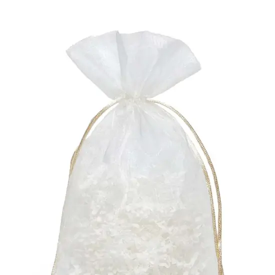Flat Bottom Organza Bags 5 1/2'' x 11/2'' x 10 1/2'' for Special Occasions Ivory {2}