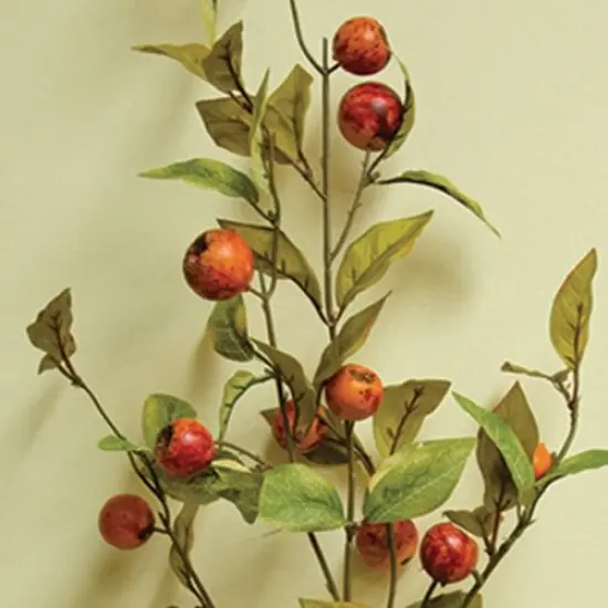 Crab Apple Branch with Red Apples and Green Leaves 30&rdquo; Fall Floral {2}
